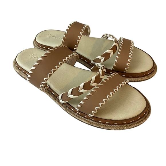 Splendid Caia Slip On Sandals Slices Tan White Women Size 9 - Picture 1 of 8